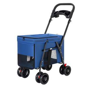 फोल्डेबल पोर्टेबल डिटेचटेबल थोक 4 पहियों को प्रबलित सार्वभौमिक यात्रा कुत्ते शो ट्रॉली - Product Image 2