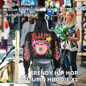 Sudadera con Capucha de Manga Larga, Estilo Hip Hop Europeo Americano, a la Moda, Divertida, 100% Algodón, Corte Holgado, Diseño 3D - Product Image 2