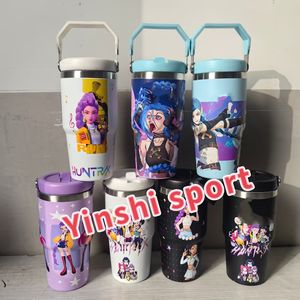 Niet Moq Aangepaste Anime Huntrix <span class=keywords><strong>K</strong></span> Pop Heksenjacht Team Kpop Demonenjagers Met Deksel Stro Gloed In De Donkere Theromos 20Oz 40Oz - Product Image 4