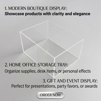 Plateau de présentation personnalisé en métal transparent de 5 mm d'épaisseur, facile à assembler, pour comptoir de magasin, organisation domestique et utilisation en cadeau