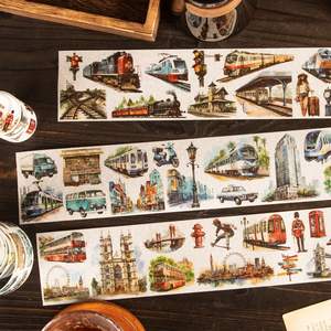 1 rouleau/pièce Ruban adhésif Car Street View Series Car Landscape Handbooks DIY Material Recycling Sticker 6 Models - Product Image 1