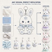 Porte-clés Mascotte Lapin Flocon de Neige Personnalisé en Peluche, Personnage Original, Jouet Promotionnel de Noël, Peluche OEM ODM CPC, Cadeau Doux
