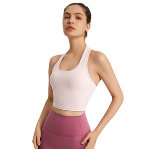 Women's Sports Bra Halter Neck Double Cross Back Support Vest Style <b>Tight</b> Fitting Yoga Wear Bra Top SMLXL Spandex - Product Image 4