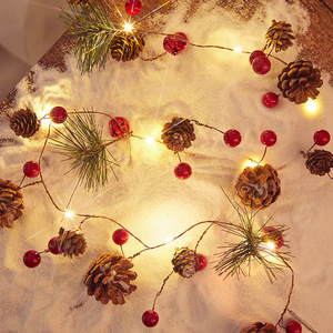 Christmas String Lights With Pinecones And Berries White Led <b>Battery</b> <b>Operated</b> For Holiday Decorations - Product Image 1