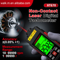 HT670 Tachometer Digital Pengukur RPM Pengukuran Kecepatan Motor Tanpa Kontak Perlindungan IP65 Portabel -20C 70C Tahan Suhu