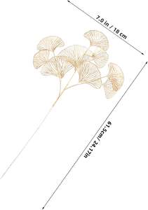 Nouveautés en promotion : 3 fourchettes de fleurs artificielles en forme de feuille de Ginkgo Biloba dorée en vrac pour la décoration intérieure - Product Image 2