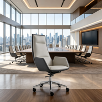 Chaise de bureau exécutive moderne ergonomique confortable à hauteur réglable avec base en acier et revêtement en cuir PU pivotante pour la maison et les bureaux professionnels