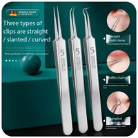 Kit de traitement professionnel de l'acné avec outil pour extraire les boutons, extracteur de comédons, pinces de différentes formes, tout dans un étui en métal