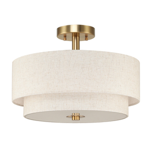 Đèn thả trần hiện đại, đèn treo tường bán âm, chụp đèn vải hai lớp trong nhà, chất liệu đồng thau, dành cho phòng khách gia đình - Product Image 6