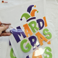 Transferts thermiques DTF personnalisés en gros, motifs Mardi Gras, gros homard en chenille, moelleux, pour t-shirts et vêtements