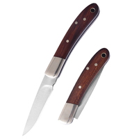Couteau de poche pliable personnalisable OEM en acier inoxydable 3Cr13 avec manche en bois, outil de survie pour la chasse, le camping, la pêche et les activités de plein air