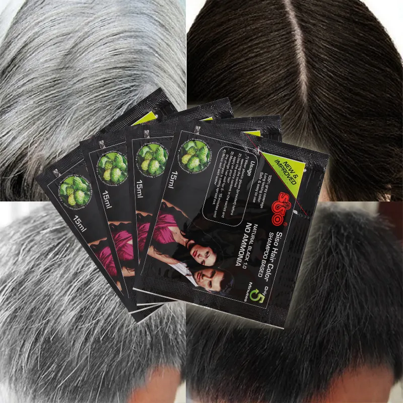 Factory Price natural white dark gray 2 in 1 brown color shampoo hair dye herbal black hair dye shampoo