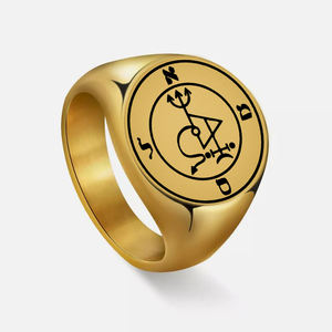 R502 Samael Sigil Lilith regina della notte simbolo talismano amuleto gioielli Laser inciso anelli in acciaio inossidabile - Product Image 4
