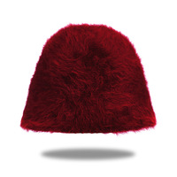 Chapeau Bob Femme en Fourrure de Lapin Tricoté Épais et Chaud, Couleur Unie, Polyvalent, Doux et Moelleux, pour l'Hiver