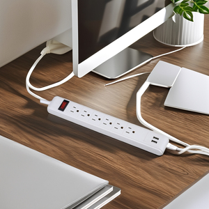 Thương mại 6 cách phổ Mỹ bàn điện bảo vệ tăng điện dải với 2 cổng USB - Product Image 5