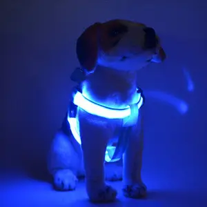 Collar & leash type led flashing dog harness