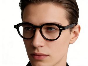 <span class=keywords><strong>Gafas</strong></span> Estilo <span class=keywords><strong>Johnny</strong></span> <span class=keywords><strong>Depp</strong></span> para Hombre con Filtro de Luz Azul Montura de Acetato Lentes Transparentes de <span class=keywords><strong>Marca</strong></span> de Diseñador para Ordenador Redondas Masculinas - Product Image 2