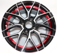 Jantes de voiture en alliage noir et rouge 15 pouces, 4 trous, roues de rechange llantas 15 4x100, JT208
