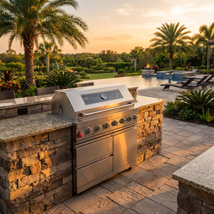 Barbecue à gaz extérieur <span class=keywords><strong>de</strong></span> luxe moderne haut <span class=keywords><strong>de</strong></span> gamme VANRIOS 304 #   Barbecue en acier inoxydable à 8 brûleurs avec allumage piézoélectrique haute performance - Product Image 1