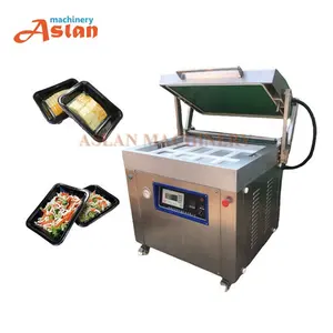 Meat steak PP tray vacuum skin pack machine/ automatic take away food vacuum skin packaging machine