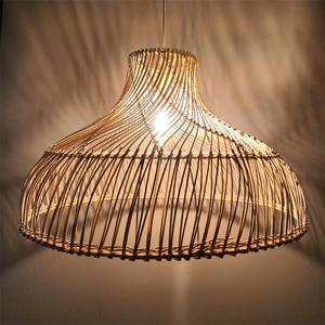 Wicker Pendant <b>Lamp</b> Handmade Woven Lampshade Round LED Light Source Single Head Chandelier For Living Room Bedroom <b>Study</b> - Product Image 5