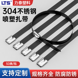 LTS Litai - Bridas para Cables de Acero Inoxidable 304 con Recubrimiento en Polvo, Color Negro, Autoblocantes, para Uso Marino y en Exteriores - Product Image 2