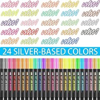 Stylo double pointe 48 couleurs, stylo de dessin métallique, surligneur pour journal DIY, ensemble de stylos de couleur pour cartes de vœux de Noël et loisirs créatifs