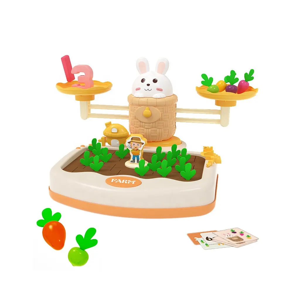 Montessori mathematics learning carrot balance weighing game rabbit scale toy happy farm carrot pulling memory game with 48 card