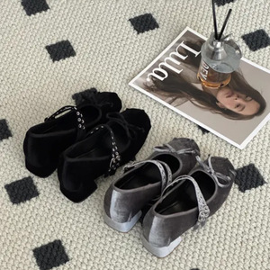 Ballerines pour femmes, légères, en cuir véritable, bout rond, fermeture à un bouton, chaussures tendance - Product Image 5