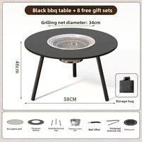 Table de feu moderne en métal pliable, durable et légère pour villa, camping et patio – Ensemble portable pour barbecue extérieur