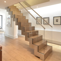 Escalier moderne en bois à poutre simple, sur mesure, de luxe, pour villas, intérieurs, escalier flottant sur mesure