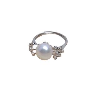 Bague ajustable en argent S925 avec perle de 15-16 mm, support de bague ouvert JG5219 avec accessoires vides - Product Image 5