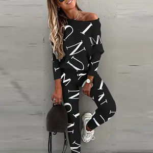 2021 Autumn New Women's Letters Printed Long-sleeved Trousers and Shirt Tops Casual Suit