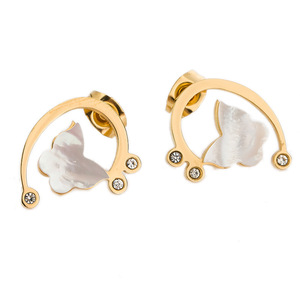 Butterfly <b>Stud</b> <b>Earrings</b> 18K Gold Plated Hollow Shell Design With <b>Crystal</b> Accents For Women Fashion Jewelry - Product Image 1