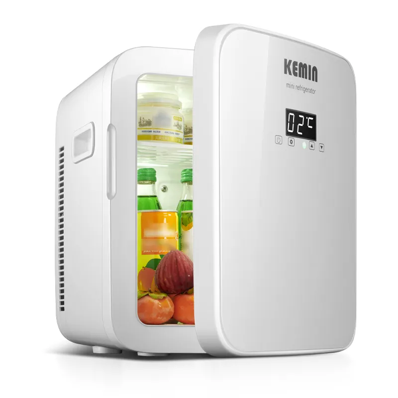 Персональный настольный мини-холодильник, стеклянный передний и цифровой контроль температуры, OEM, мини-холодильник в ретро стиле, 12 л, Белый ABS пластик