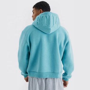 Sweat à capuche personnalisé avec lettres en relief 3D, design automnal, polyester/coton pour homme, coupe ample et oversize - Product Image 1