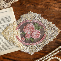 Napperon vintage en dentelle brodée, motif floral multi-usage, tissu irrégulier, résistant à la chaleur, fait main, écologique, pour la maison et les mariages