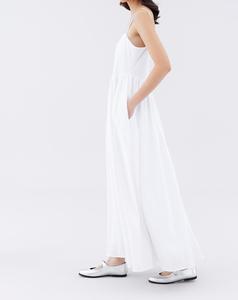 Vestido Largo <span class=keywords><strong>Sexy</strong></span> de Verano para Mujer, Elegante Camisola Blanca de Lino Tejido Lavable - Product Image 4