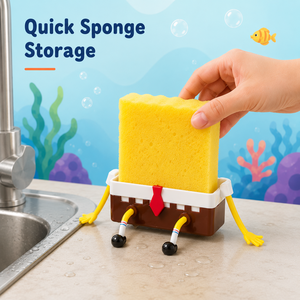 Divertido Soporte de <span class=keywords><strong>Esponja</strong></span> de Dibujos Animados para Fregadero de Cocina, Escurridor de Platos, Organizador de Esponjas, Gadget de Cocina de Secado Rápido, Decoración del Hogar, Algodón - Product Image 3