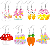 AUGSUN Boucles d'oreilles mignonnes en forme d'animaux de Pâques pour femmes - 8 paires de boucles d'oreilles en fer en forme de lapin avec design double face pour le jour de Pâques