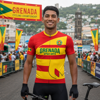 Maillot de cyclisme personnalisable Grenade pour hommes, maillot de course à vélo à manches courtes avec drapeau et carte de la Grenade, tenue de cyclisme personnalisée