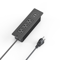 Multiprise Encastrable avec Deux Ports USB-A, Station de Recharge Discrète pour Meuble, Prise d'Alimentation pour Table de Chevet ou Table d'Appoint
