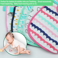 Bavoirs unisexes pour enfants, lot de 2 bandanas bébé en coton doux/PEVA, écologiques, jetables, antibactériens, lavables, à boutons-pression
