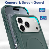 Étui de protection robuste antichoc pour iPhone 17 16 15 Pro Max TPU PC 2 en 1 Anti-chute Protection complète Pare-chocs de l'appareil photo