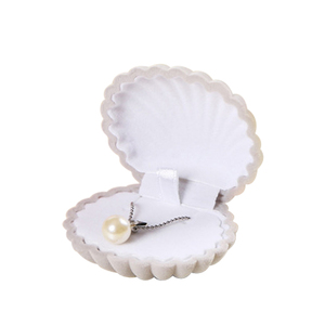 Joyería collar joya cajas de envío exhibición de terciopelo al por mayor embalaje de concha de mar caja de joyería de concha de almeja - Product Image 1