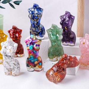 7cm cristal Natural grava goteo resina modelo femenino busto femenino modelo Sexy cuerpo desnudo estatua cuarzo arte piedra estatuilla Decoración - Product Image 3