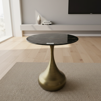 Table d'appoint en pierre verte de luxe, petite table nordique minimaliste pour salon de thé, table d'angle de canapé, table ronde de luxe léger