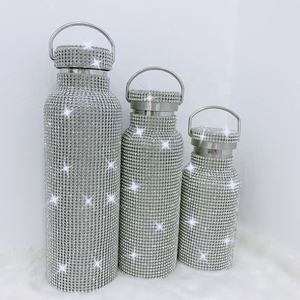 OEM Bling paslanmaz çelik su şişeleri 350ml/500ml/600ml/750ml DIY cam yalıtımlı kristal bardak el yapımı mutlu noel hediyesi - Product Image 5