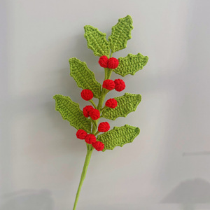 Ramo de ganchillo de lana artesanal con hollín artificial y bellotas, DIY, decoración navideña para el hogar, regalo para el Día de San Valentín y Acción de Gracias, competitivo - Product Image 4