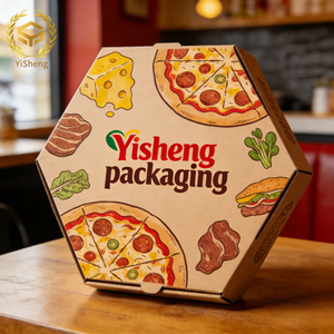 Caja de Pizza Hexagonal Ventilada y Corrugada, con Logotipo Personalizado, Embalaje de Cartón Seguro para Alimentos, para Venta al por Mayor y Entrega a Pizzerías - Product Image 1